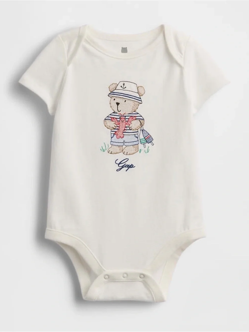 GAP Cream Baby Bodysuit with Bear Nautical Print